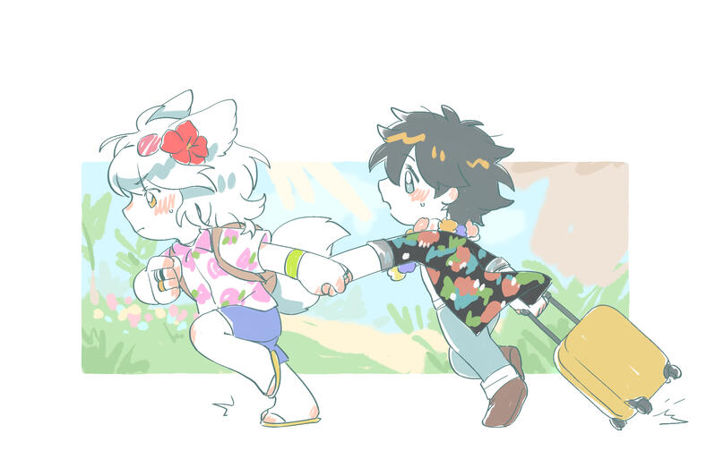 Lineart Chibi Fullbody + scene bg